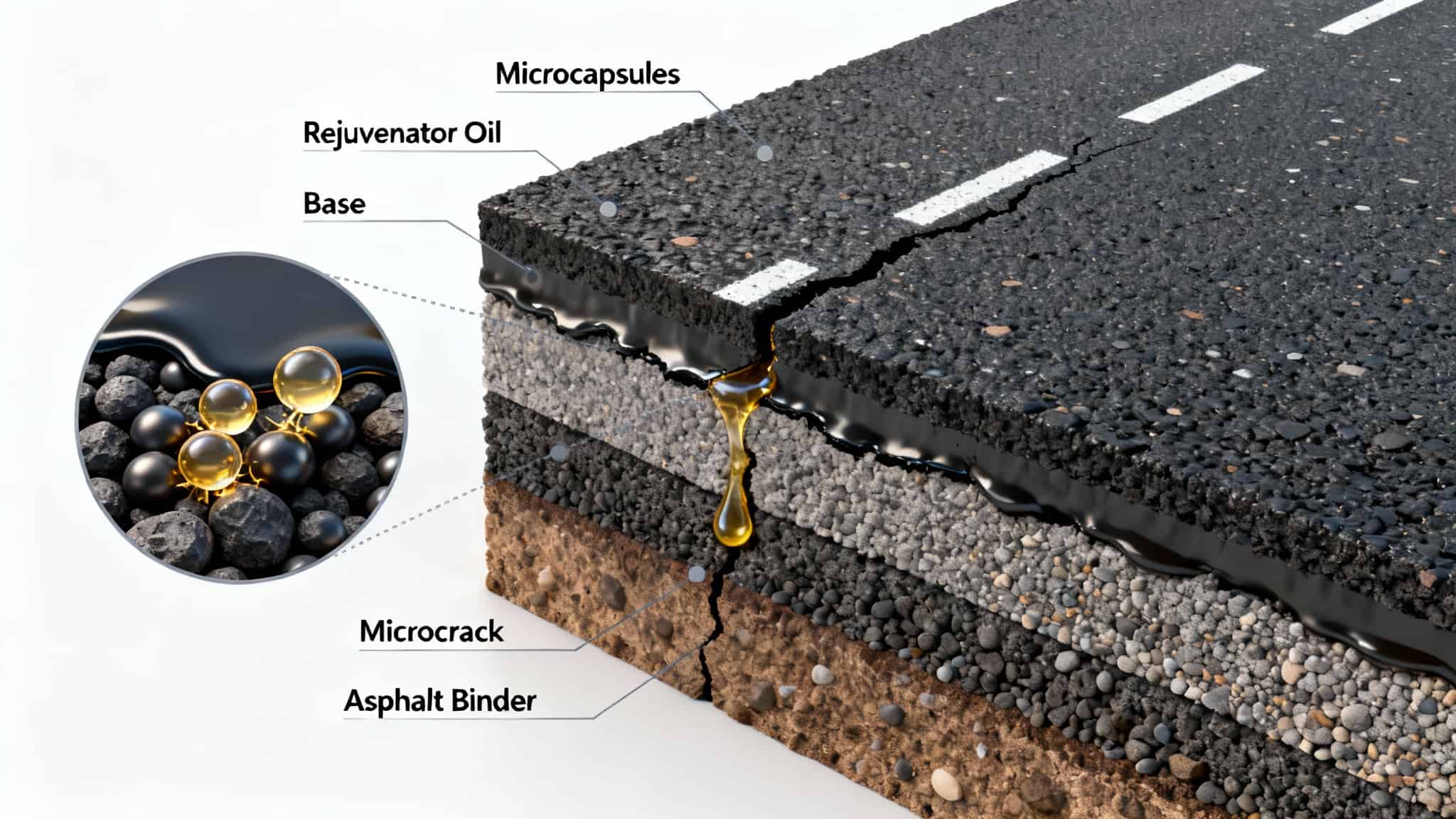 Self-Healing Asphalt with Microcapsule Technology