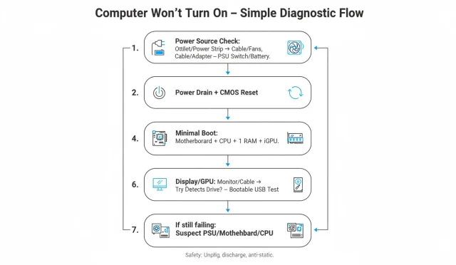 computer won’t turn on diagnostic flowchart