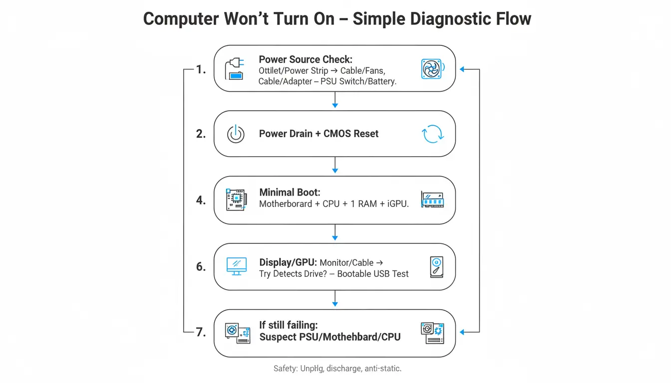 Computer Won’t Turn On: A Simple Diagnostic Flowchart Guide