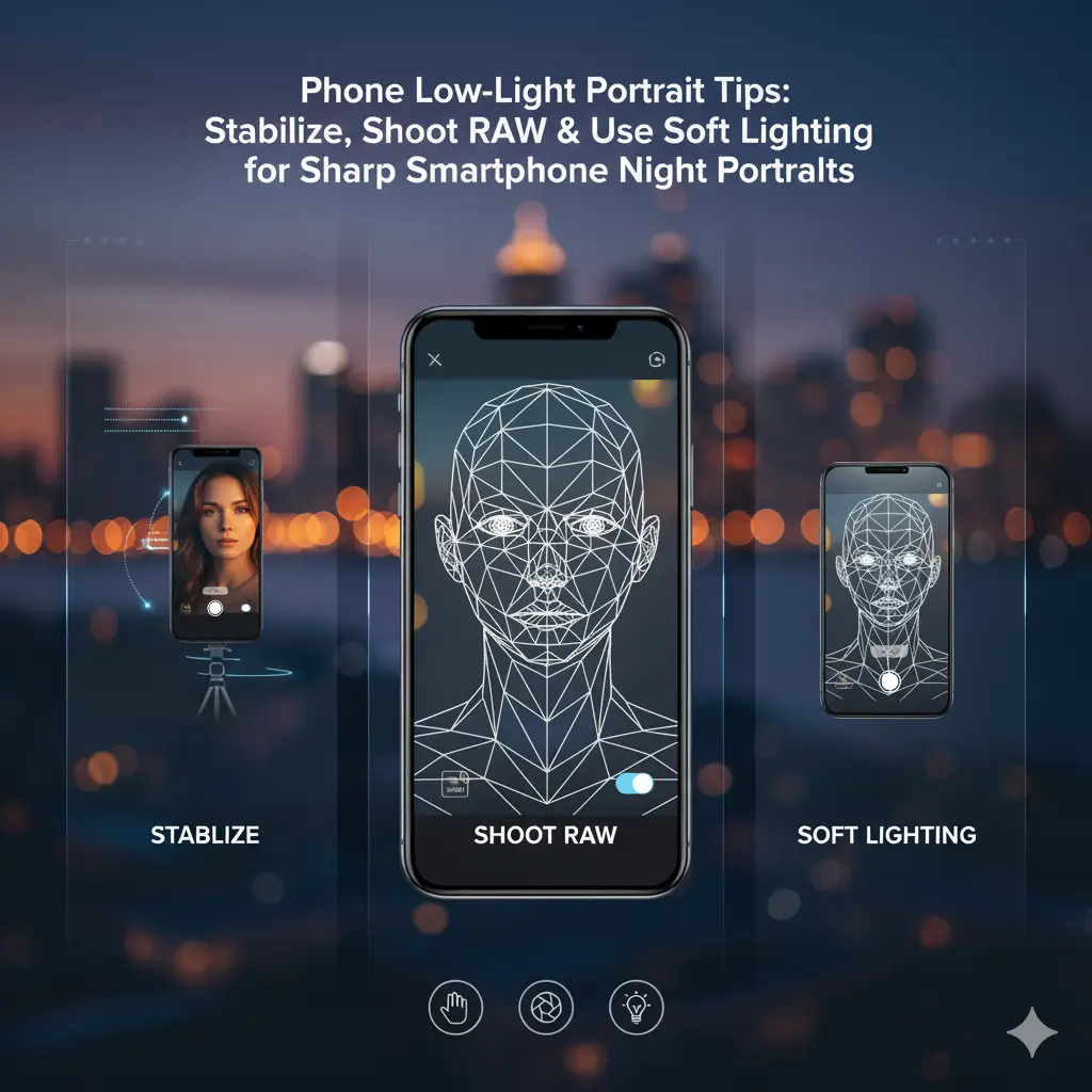 Phone Low-Light Portrait Tips: Stabilize, Shoot RAW & Use Soft Lighting for Sharp Smartphone Night Portraits