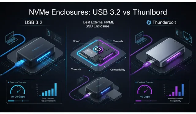 NVMe USB 3.2 Thunderbolt external SSD enclosure