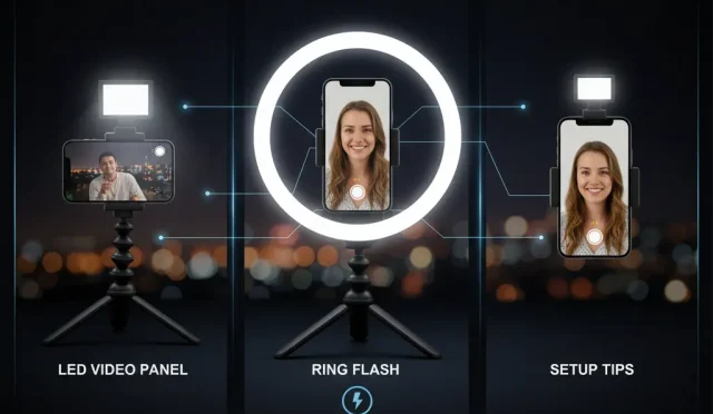 ring flash and video lights for phone content creation