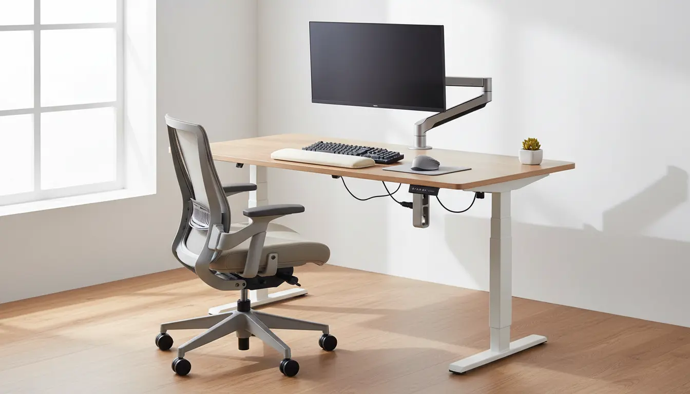 Ergonomic Workstation Setup: Chair, Desk, Wrist Rest and VESA Arm for Pain‑Free Productivity
