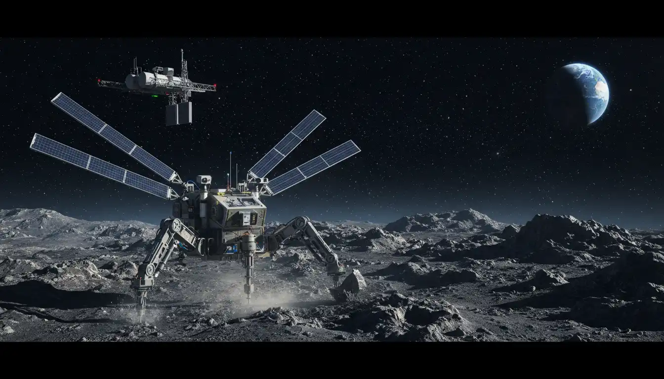 Asteroid Mining Robots Extracting Space Resources on a Near‑Earth Asteroid Surface