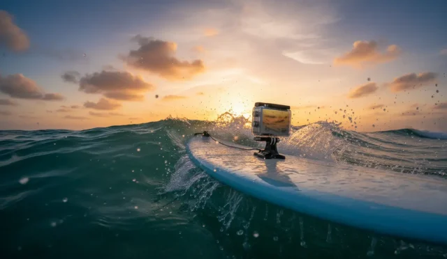 surf action camera and board mount