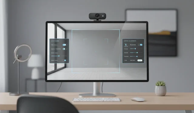 4K webcam with AI framing and light correction