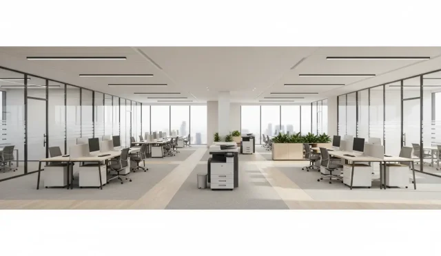 centralized printers in office floor plans