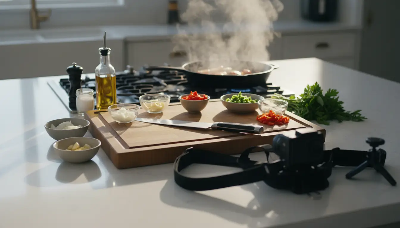 How to Film POV Cooking Videos with an Action Camera: Settings, Chest Mount, Lighting & ASMR Kitchen Workflow