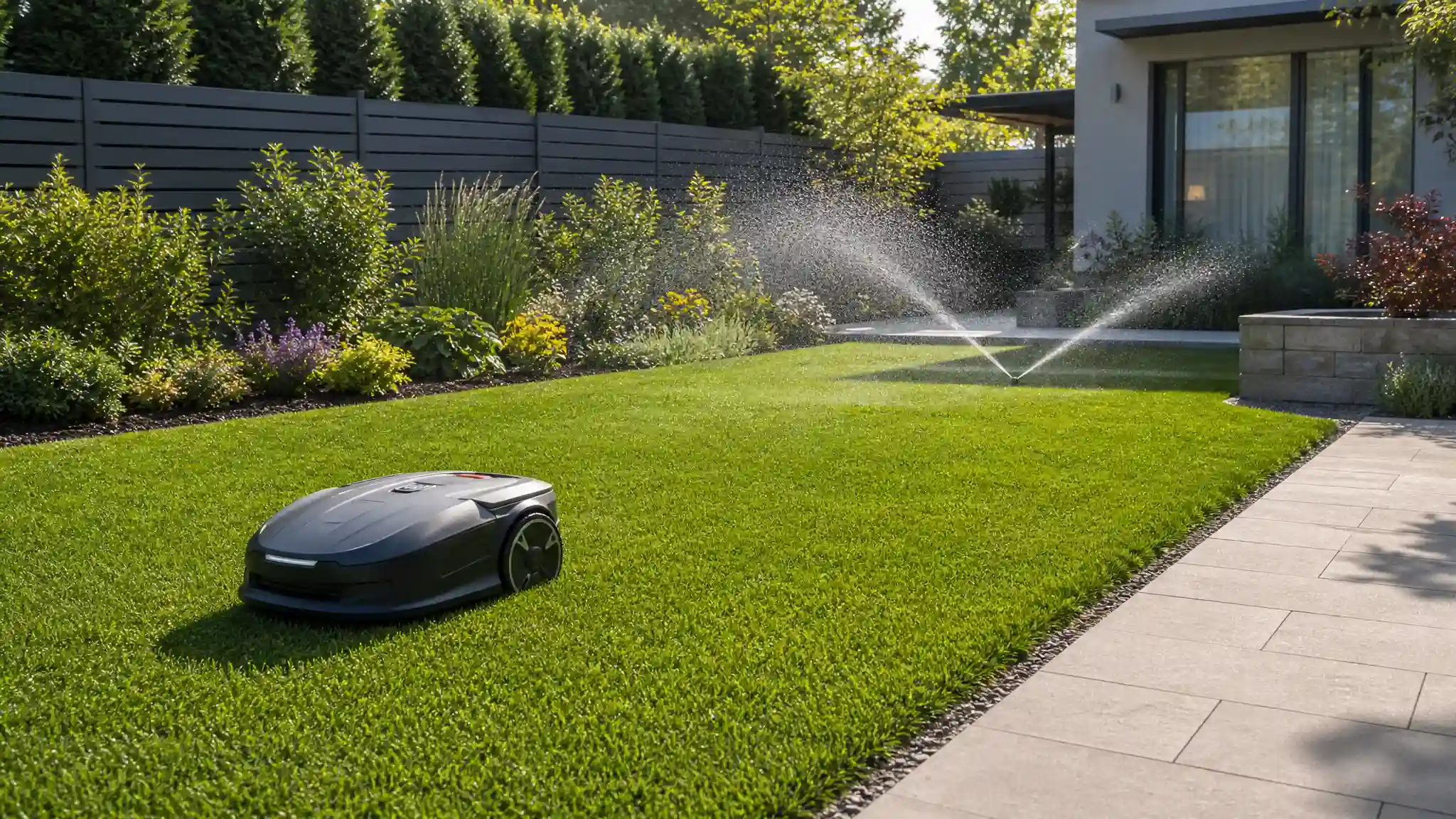 Smart Yards with Robotic Mowers and Sprinklers
