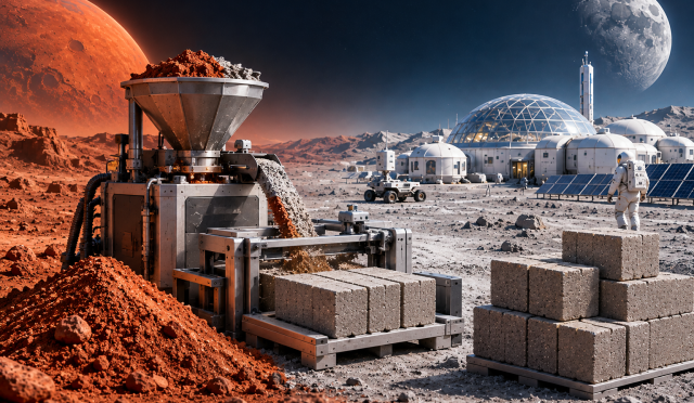 Martian and lunar regolith bricks