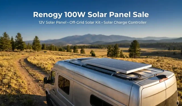 Renogy 100W monocrystalline solar panel sale on Amazon